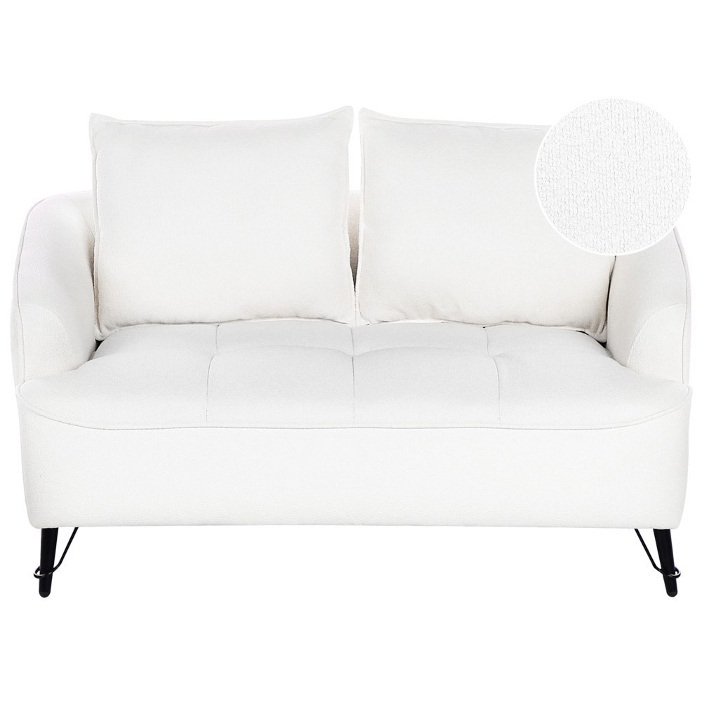Sofa dwuosobowa boucle biała HOBRO