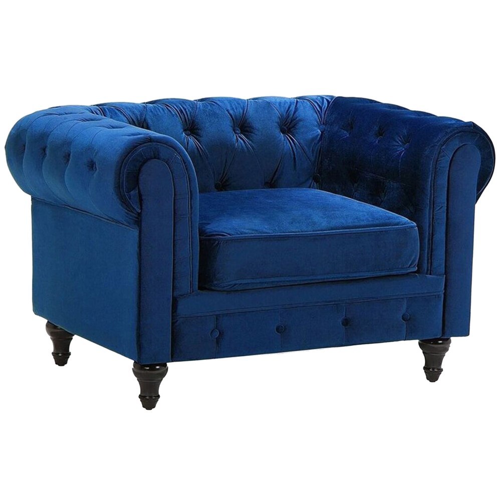 Fotel CHESTERFIELD Welur Granatowy
