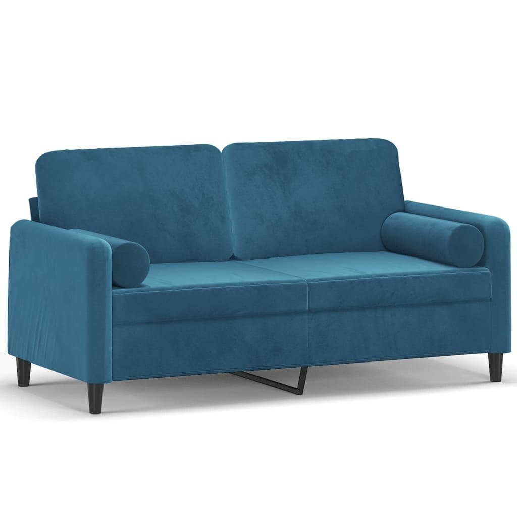 2-osobowa sofa z poduszkami, niebieska, 140 cm, aksamit Lumarko! Lumarko!