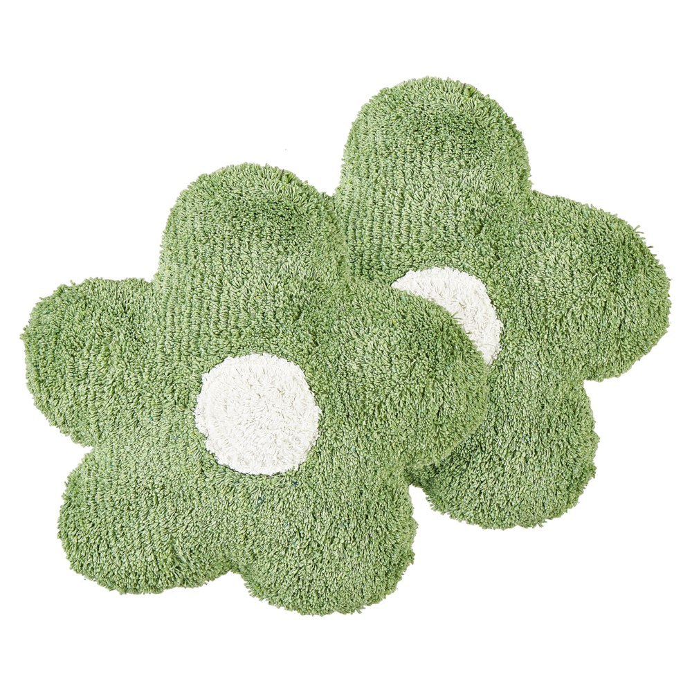 2 bawełniane poduszki dekoracyjne dla dzieci kwiaty 30 x 30 cm zielone SORREL