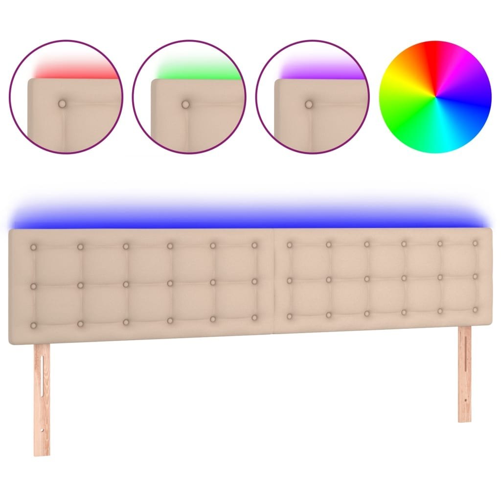 Zagłówek do łóżka z LED, cappuccino, 160x5x78/88 cm, ekoskóra Lumarko! Lumarko!