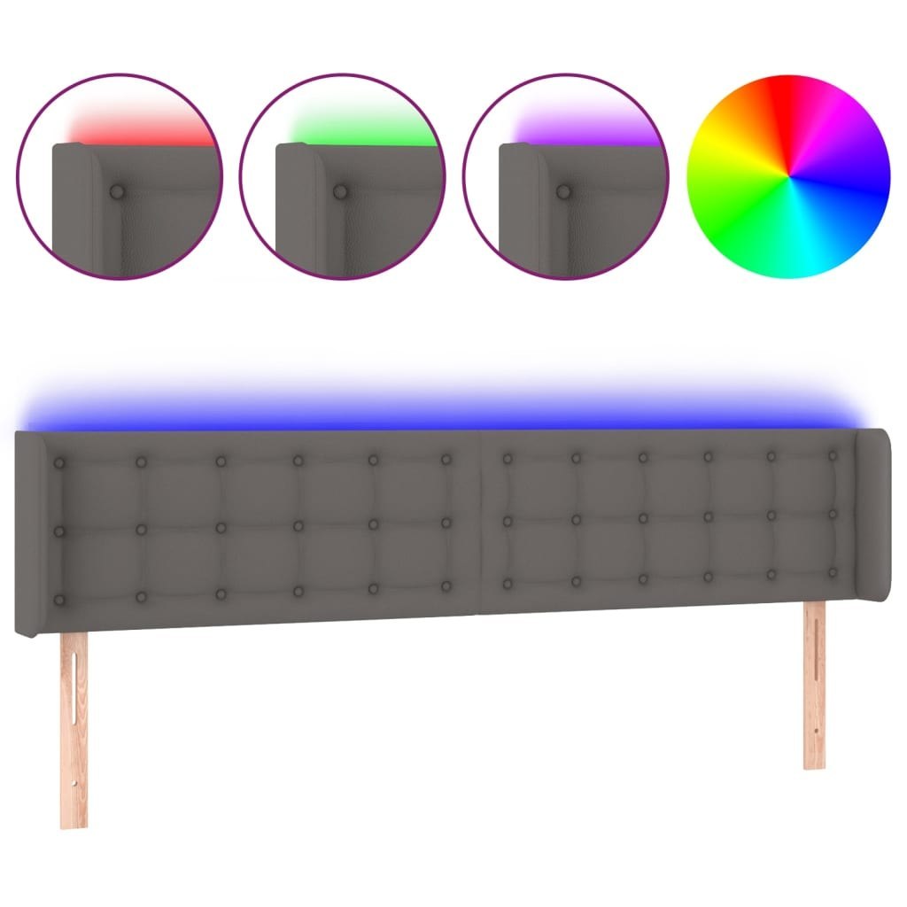 Zagłówek do łóżka z LED, szary, 183x16x78/88 cm sztuczna skóra Lumarko! Lumarko!