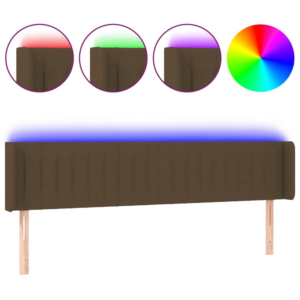 Zagłówek do łóżka z LED, ciemnobrązowy, 203x16x78/88cm, tkanina Lumarko! Lumarko!