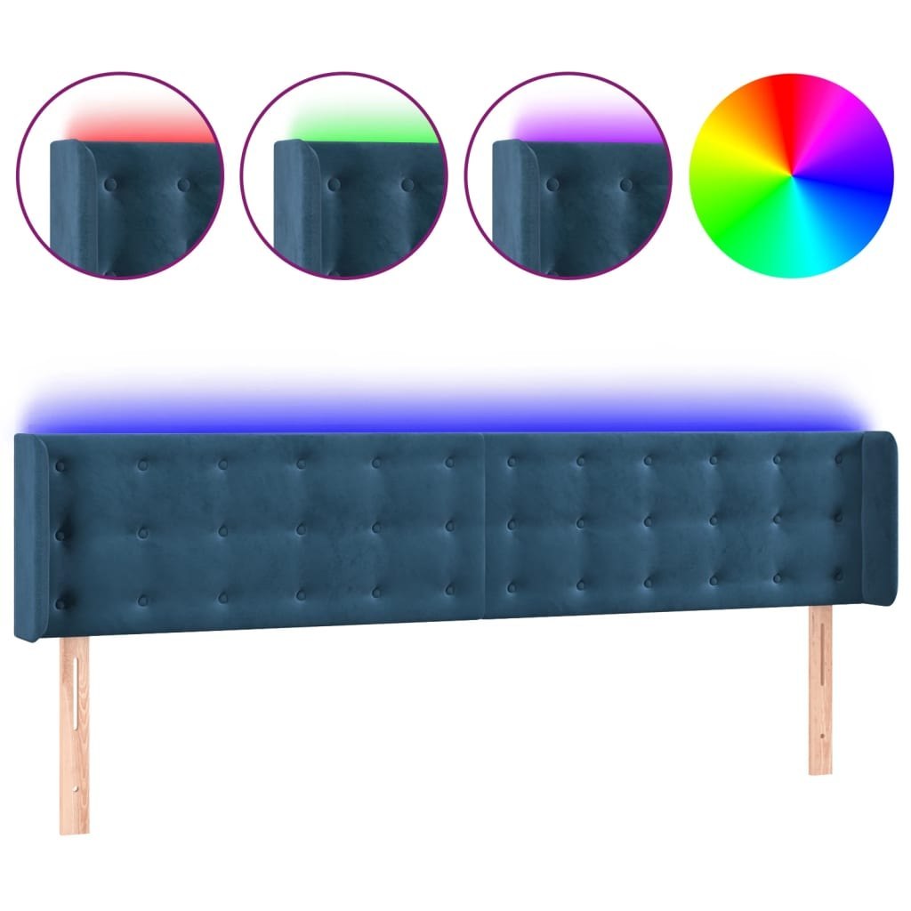 Zagłówek do łóżka z LED ciemnoniebieski 163x16x78/88 cm aksamit Lumarko! Lumarko!