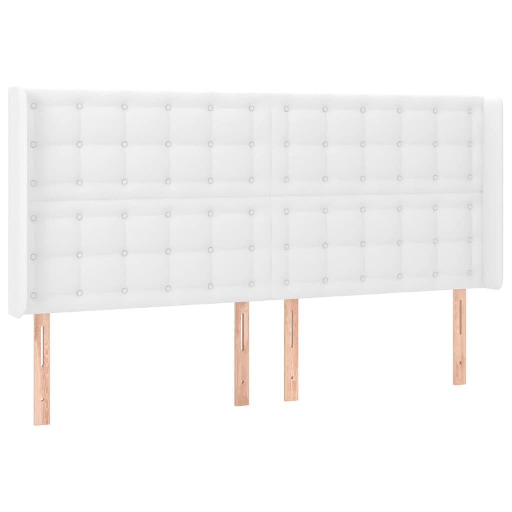 Zagłówek do łóżka z LED, biały, 163x16x118/128cm sztuczna skóra Lumarko! Lumarko!