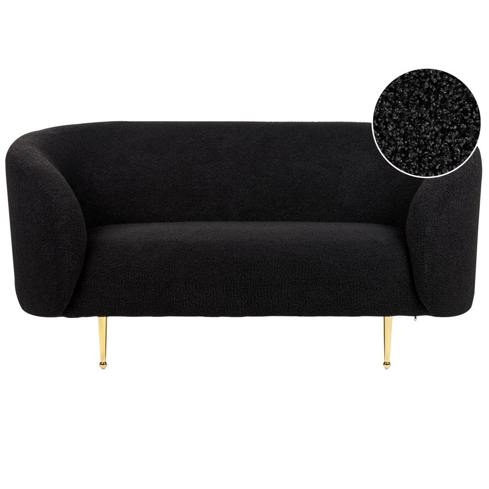 Sofa dwuosobowa boucle czarna LOEN