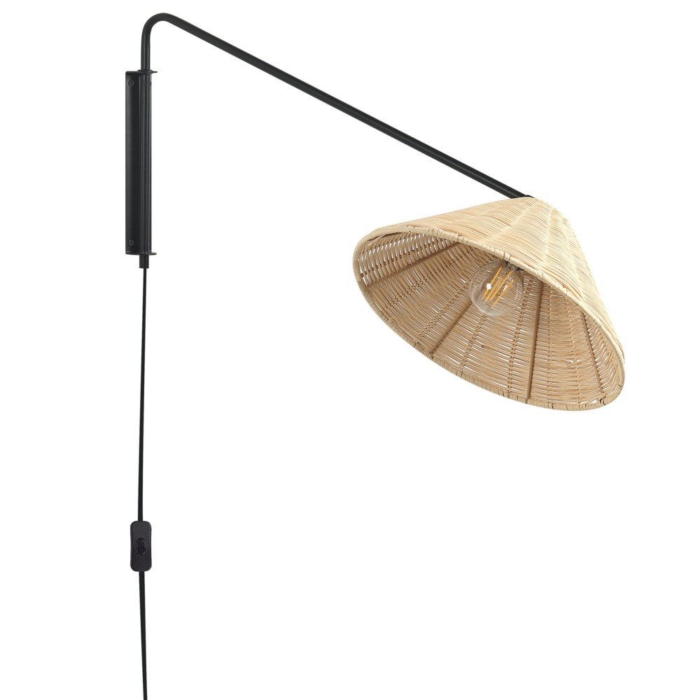 Lampa ścienna PALENA Regulowana Rattan Naturalny