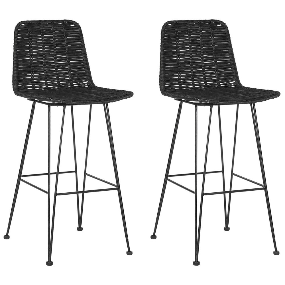 Zestaw 2 krzeseł barowych CASSITA Rattan Czarny