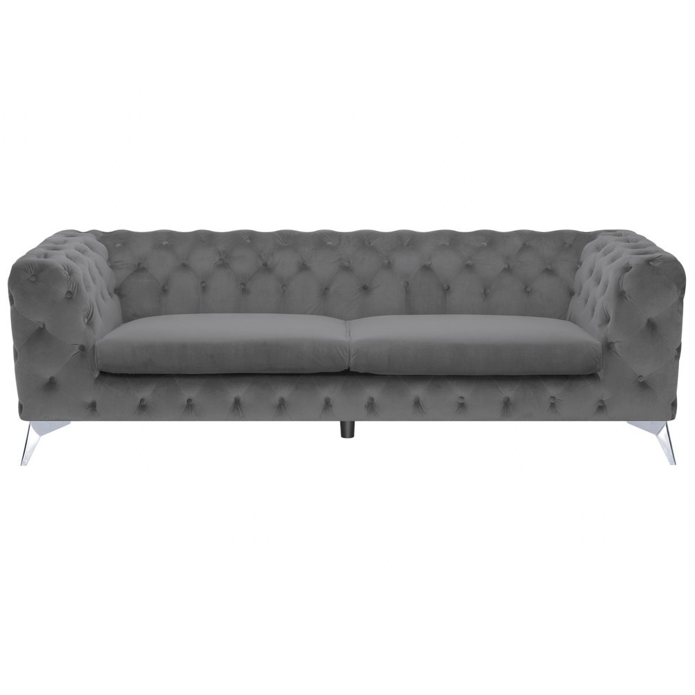 Sofa 3-osobowa welurowa szara SOTRA