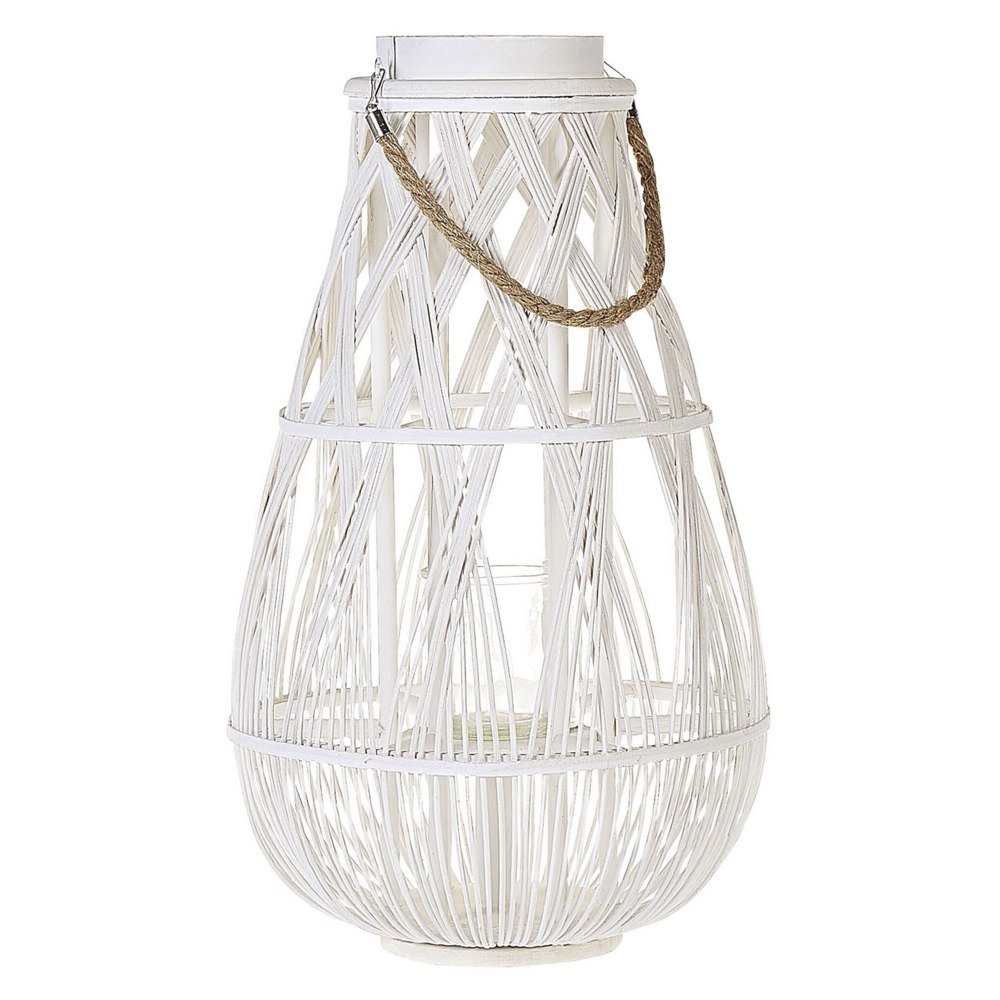 Lampion drewniany 56 cm biały TONGA