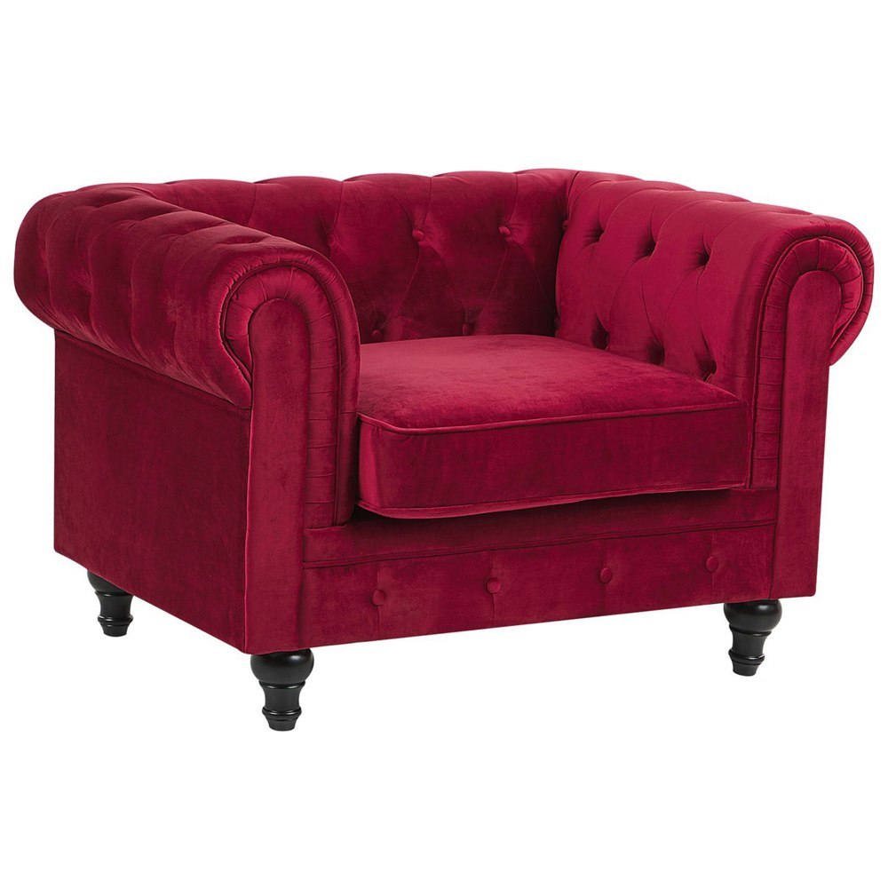 Fotel CHESTERFIELD Welur Bordowy
