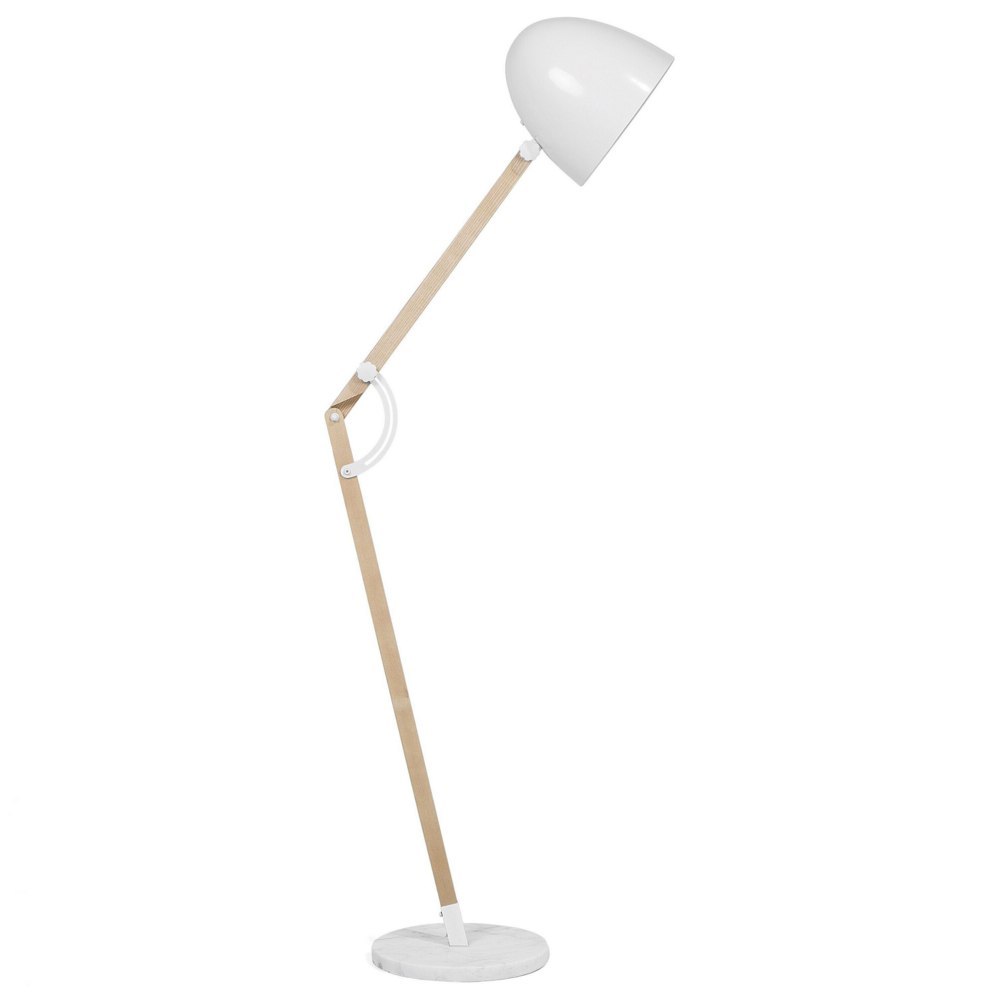 Lampa podłogowa HETTON Regulowana Drewno Biały