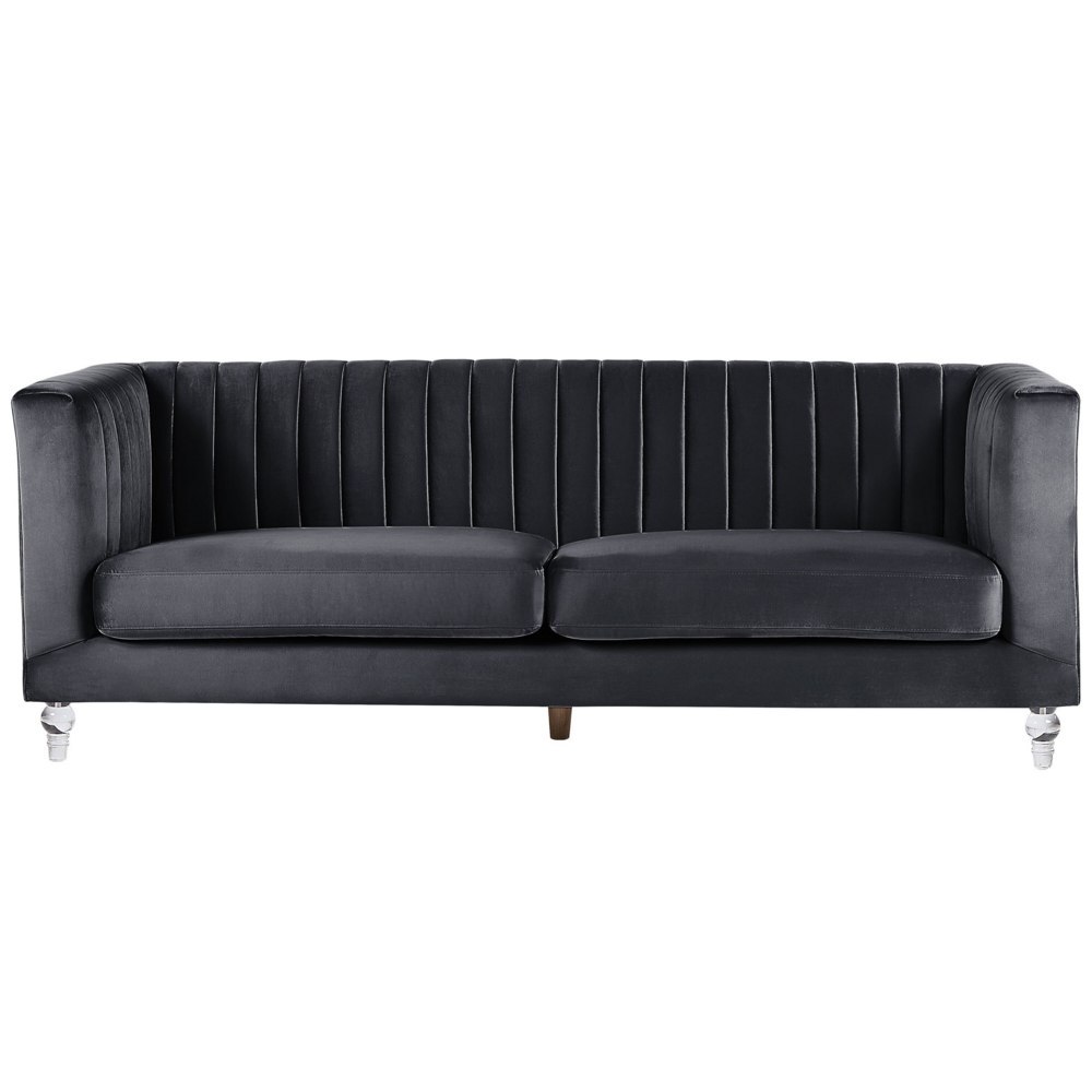 Sofa 3-osobowa welurowa czarna ARVIKA