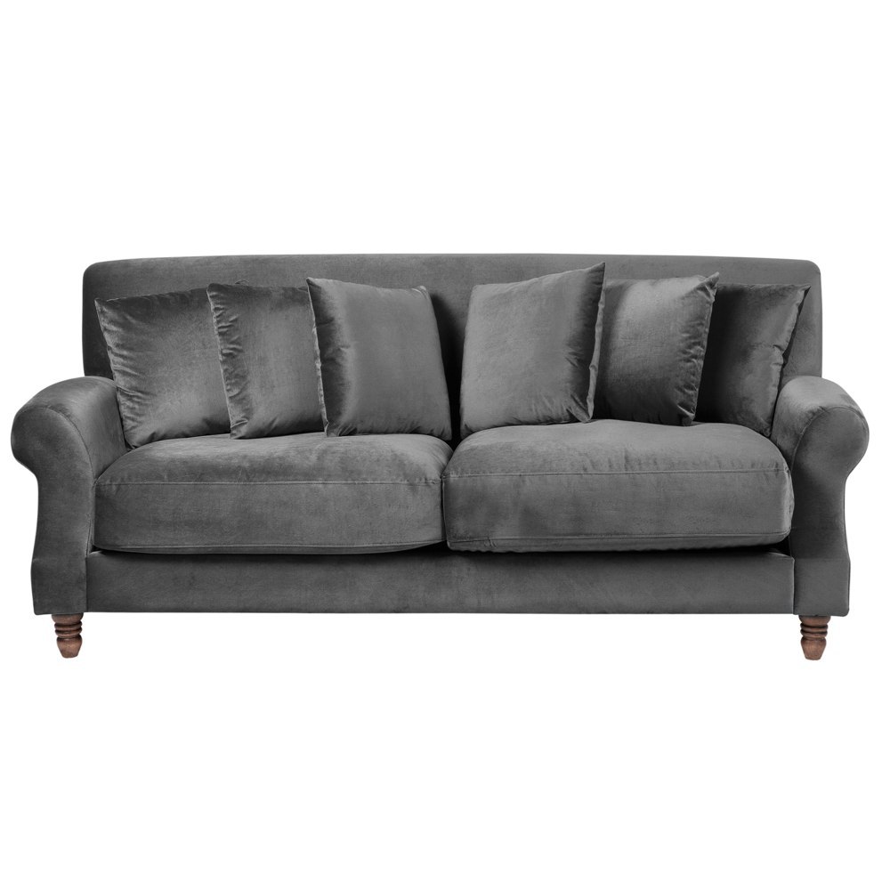 Sofa 2-osobowa welurowa szara EIKE