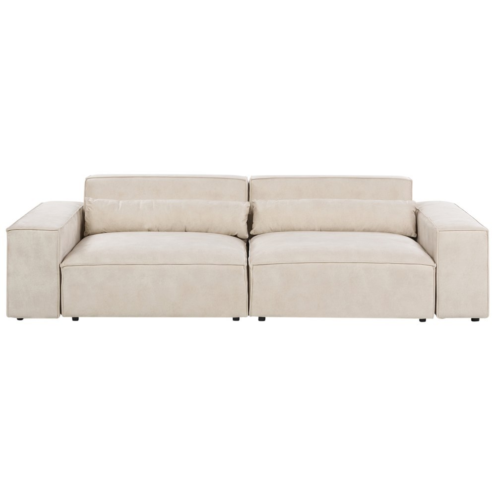 Sofa modułowa 2-osobowa welurowa beżowa