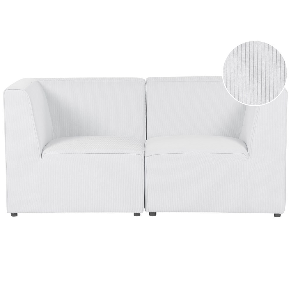 Sofa modułowa 2-osobowa sztruksowa złamana biel