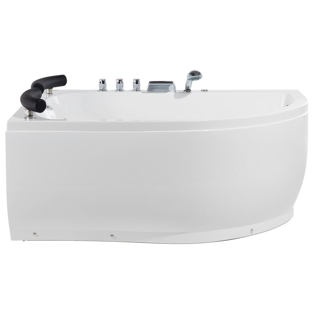 Wanna narożna LED prawa z hydromasażem 158 x 113 cm biała PARADISO