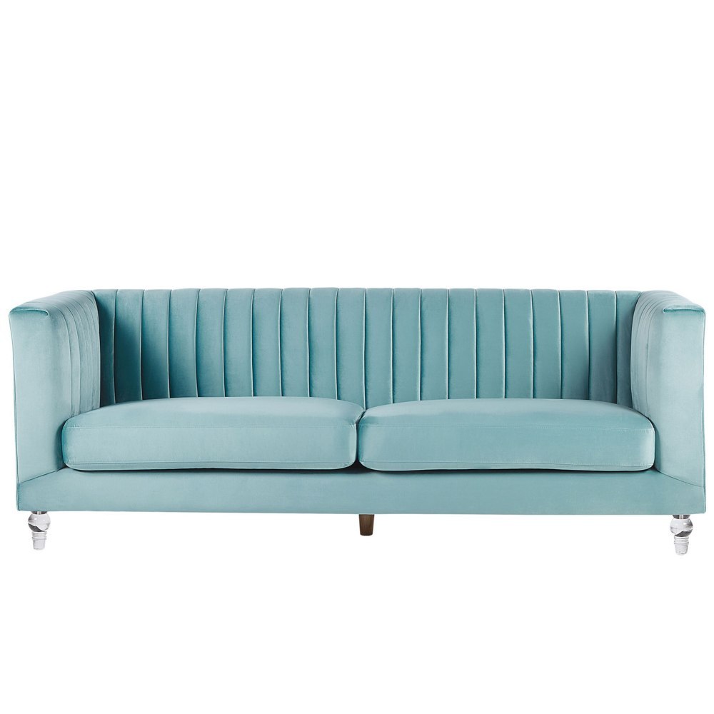 Sofa 3-osobowa welurowa jasnoniebieska ARVIKA
