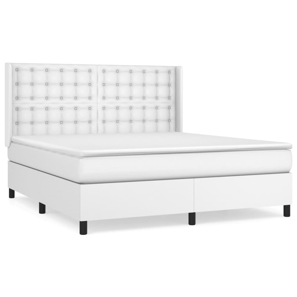 Łóżko kontynentalne z materacem, białe, ekoskóra 180x200 cm Lumarko! Lumarko!