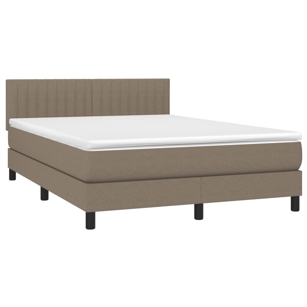 Łóżko kontynentalne z materacem, taupe, 140x190 cm, tkanina Lumarko! Lumarko!