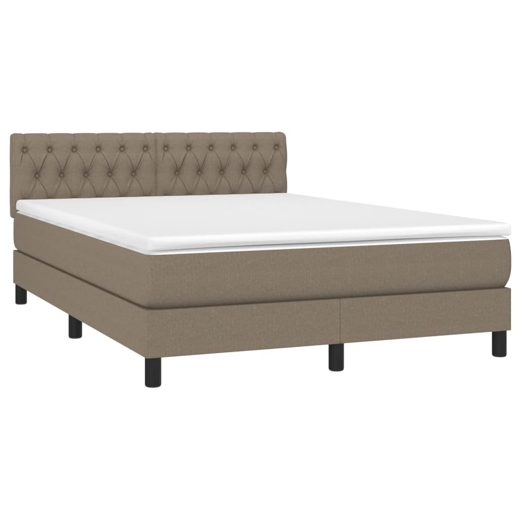 Łóżko kontynentalne z materacem, taupe, 140x190 cm, tkanina Lumarko! Lumarko!
