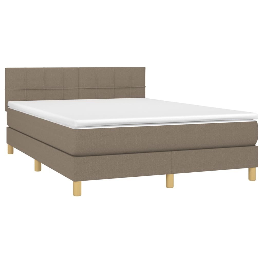Łóżko kontynentalne z materacem, taupe, 140x190 cm, tkanina Lumarko! Lumarko!