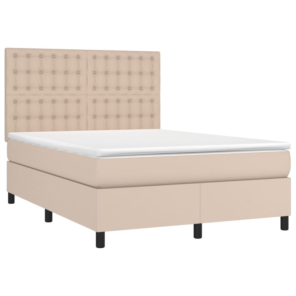 Łóżko kontynentalne, materac i LED cappuccino 140x190 cm Lumarko! Lumarko!
