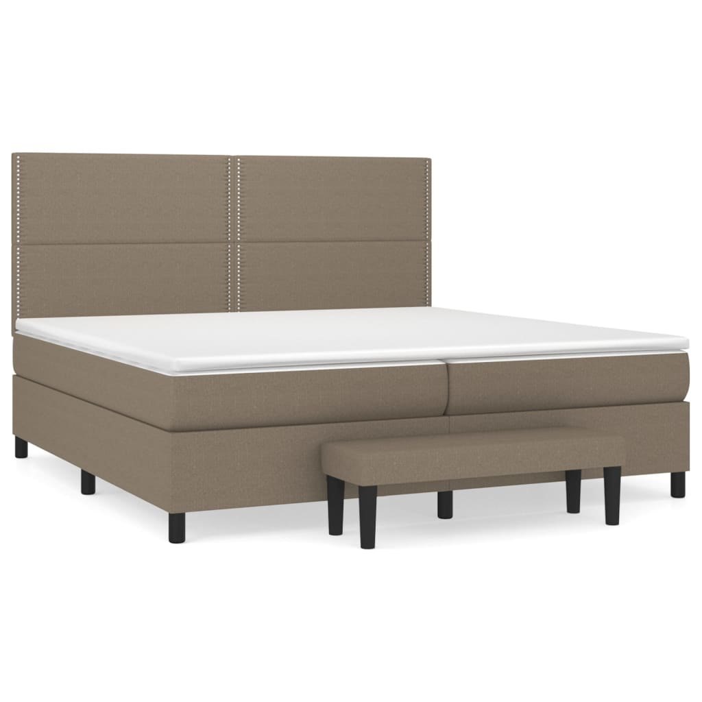 Łóżko kontynentalne z materacem, taupe, tkanina, 200x200 cm Lumarko! Lumarko!
