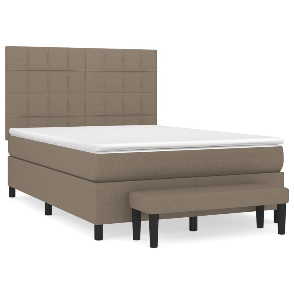 Łóżko kontynentalne z materacem, taupe, tkanina, 140x190 cm Lumarko! Lumarko!