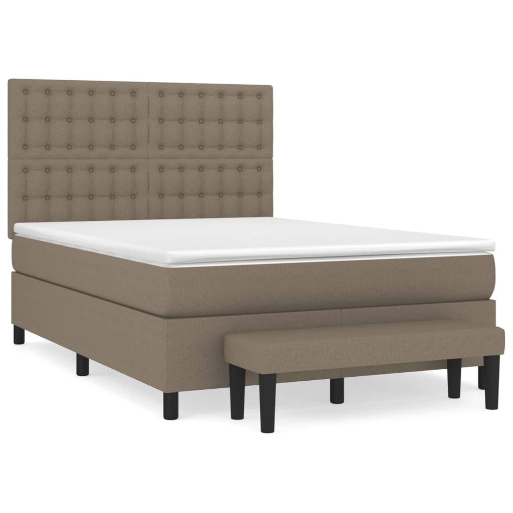 Łóżko kontynentalne z materacem, taupe, tkanina, 140x190 cm Lumarko! Lumarko!