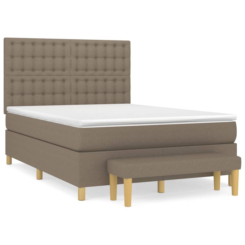 Łóżko kontynentalne z materacem, taupe, tkanina, 140x190 cm Lumarko! Lumarko!