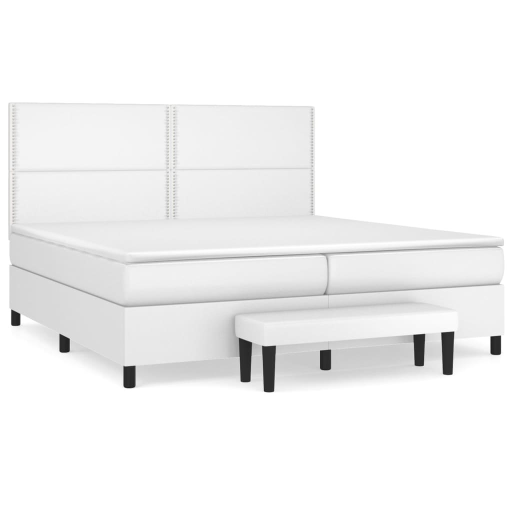 Łóżko kontynentalne z materacem, białe, ekoskóra 200x200 cm Lumarko! Lumarko!