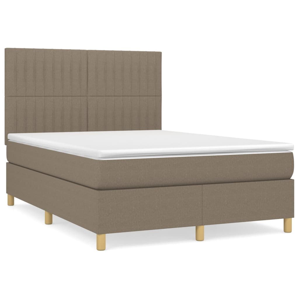 Łóżko kontynentalne z materacem, taupe, tkanina, 140x190 cm Lumarko! Lumarko!