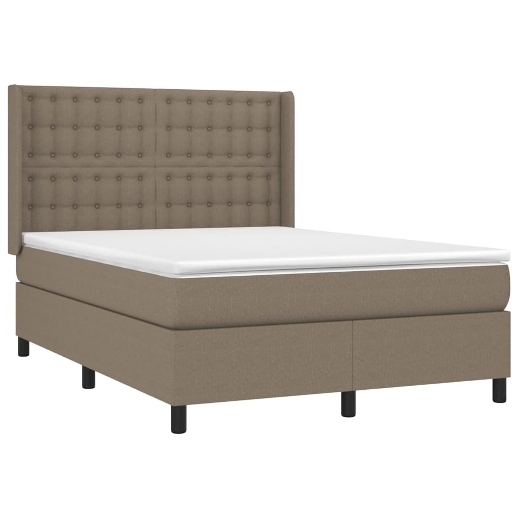 Łóżko kontynentalne z materacem, taupe, 140x190 cm, tkanina Lumarko! Lumarko!