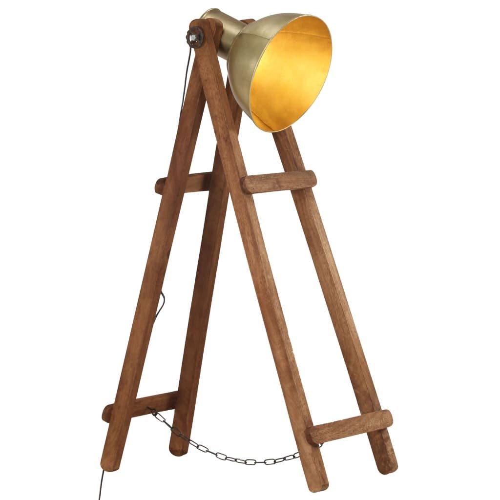 Lampa podłogowa, kolor mosiądzu, E27, lite drewno mango Lumarko! Lumarko!
