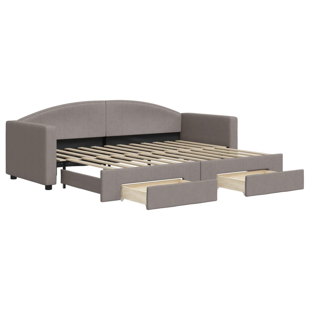 Sofa rozsuwana z szufladami, taupe, 80x200 cm, tkanina Lumarko! Lumarko!