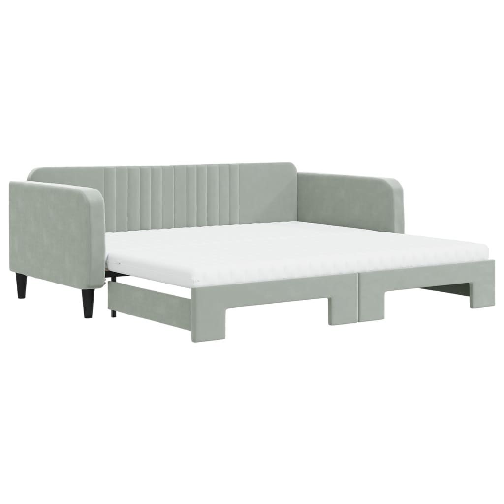 Sofa rozsuwana z materacami, jasnoszara, 100x200 cm, aksamit Lumarko! Lumarko!