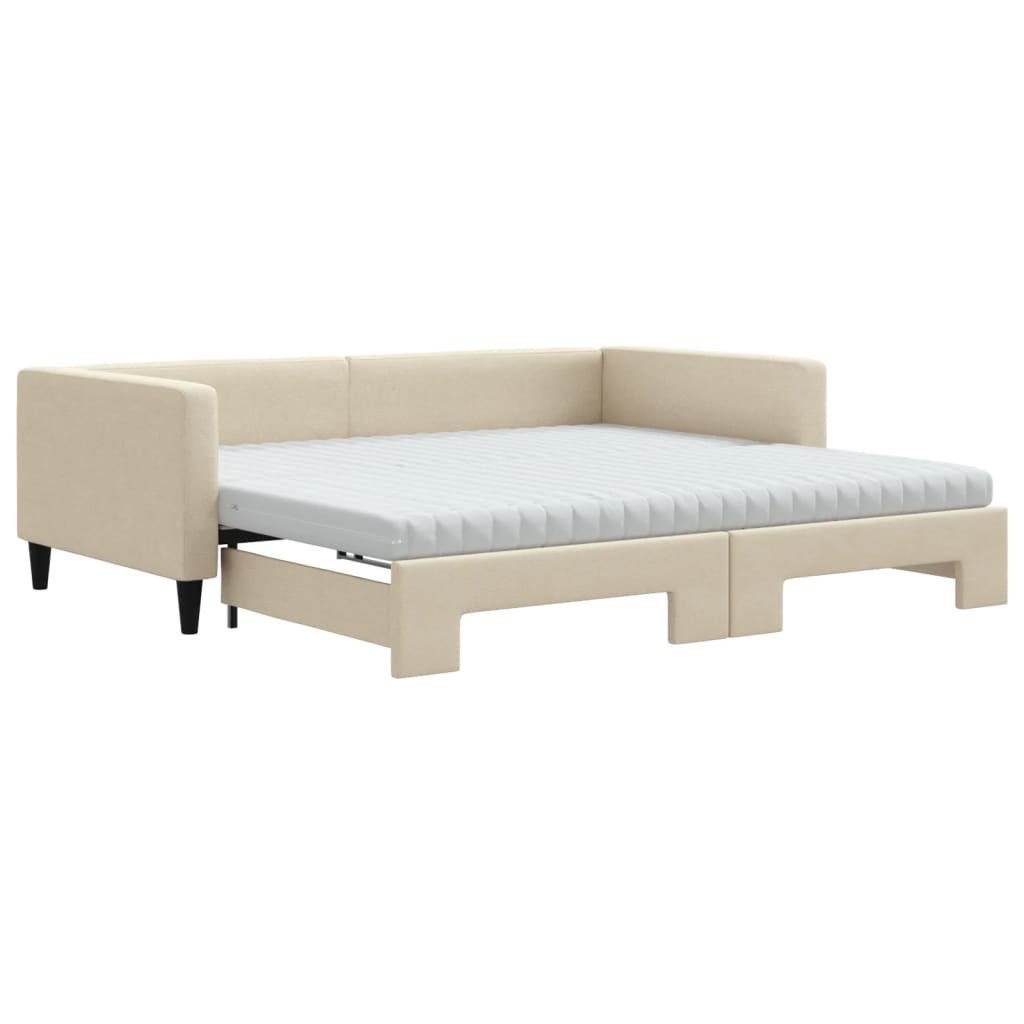Sofa rozsuwana z materacami, kremowa, 100x200 cm, tkanina Lumarko! Lumarko!