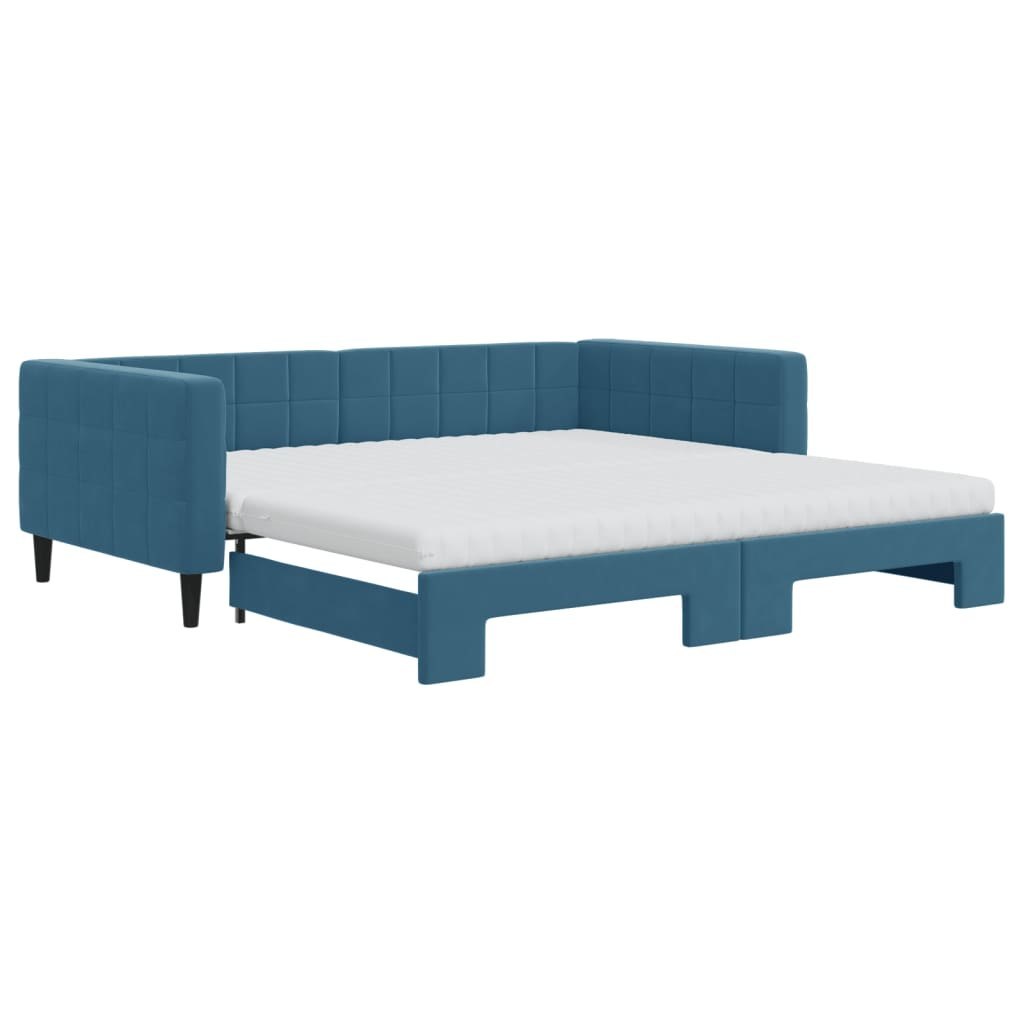 Sofa rozsuwana z materacami, niebieska, 100x200 cm, aksamit Lumarko! Lumarko!