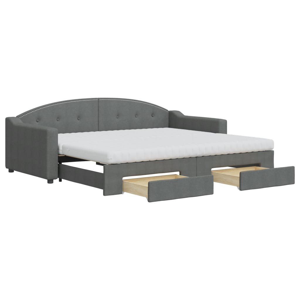 Sofa rozsuwana z szufladami, ciemnoszara, 90x200 cm, tkanina Lumarko! Lumarko!