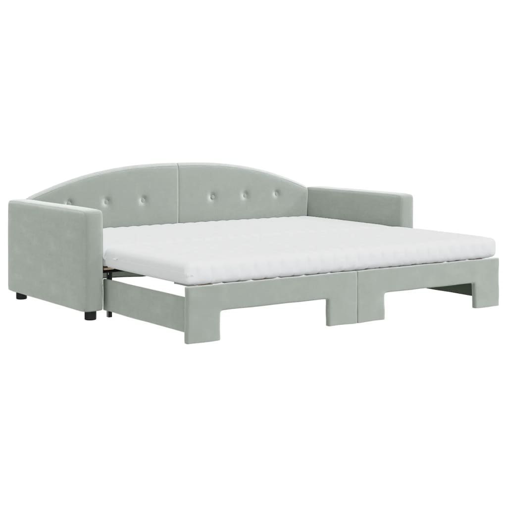Sofa rozsuwana z materacami, jasnoszara, 90x190 cm, aksamit Lumarko! Lumarko!