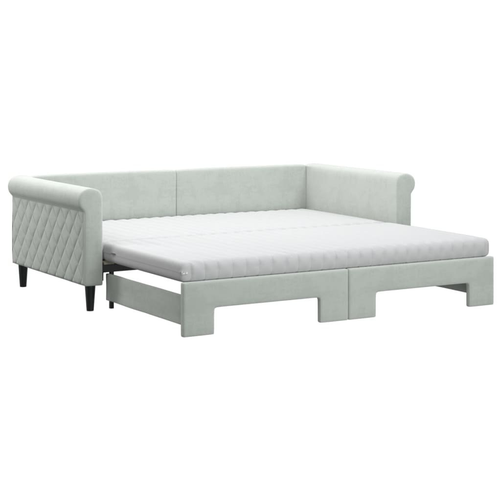 Sofa rozsuwana z materacami, jasnoszara, 100x200 cm, aksamit Lumarko! Lumarko!