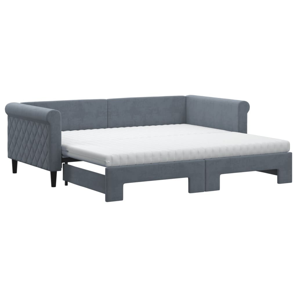 Sofa rozsuwana z materacami, ciemnoszara, 90x190 cm, aksamit Lumarko! Lumarko!
