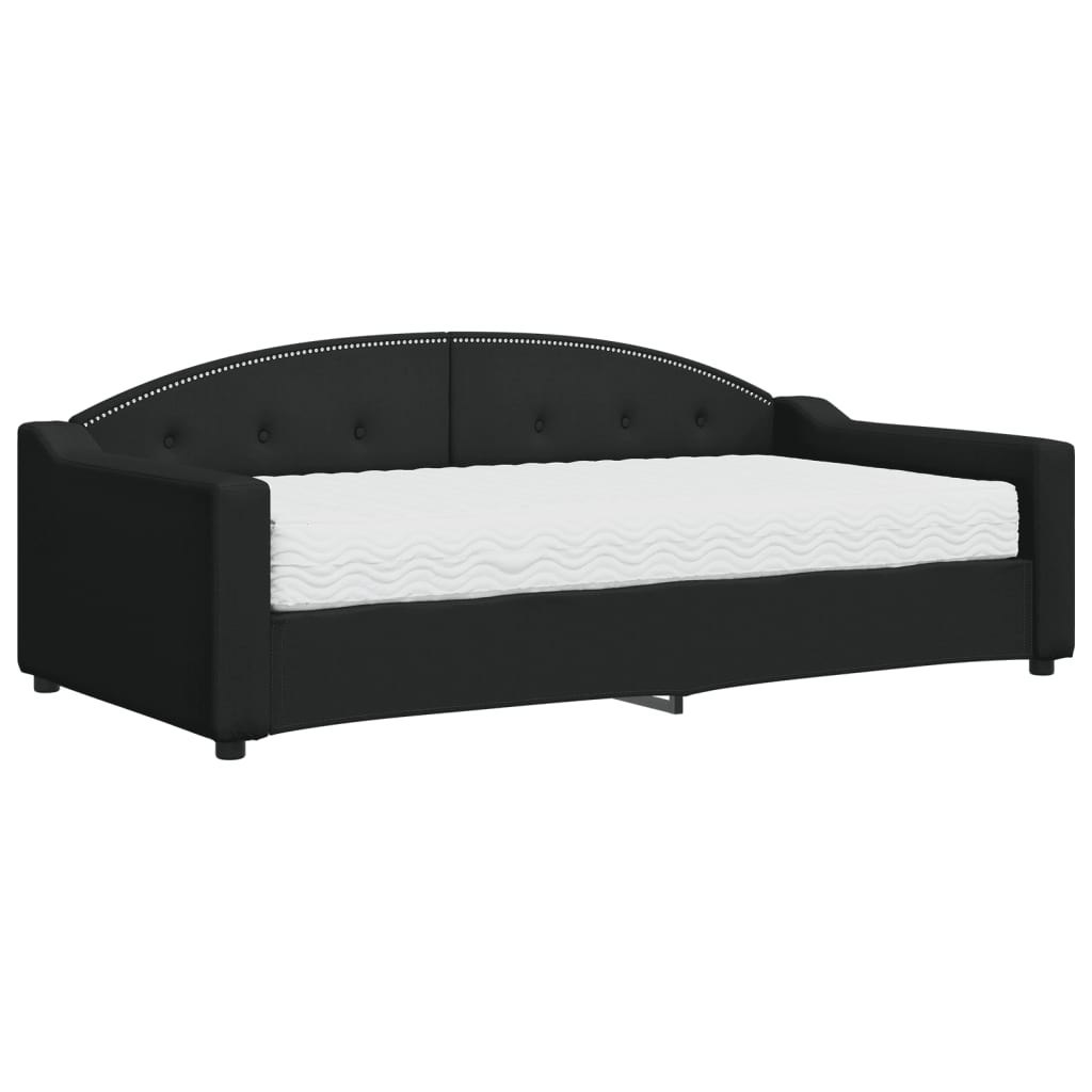 Sofa z materacem, czarna, 90x190 cm, tkanina Lumarko! Lumarko!