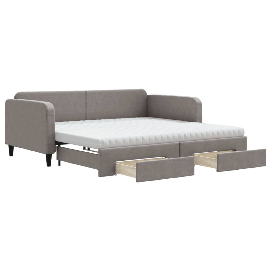 Sofa rozsuwana z szufladami, taupe, 100x200 cm, tkanina Lumarko! Lumarko!