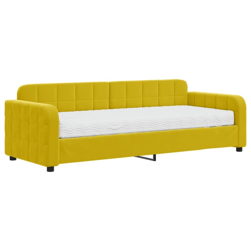 Sofa z materacem do spania, żółta, 80x200 cm, aksamit Lumarko! Lumarko!