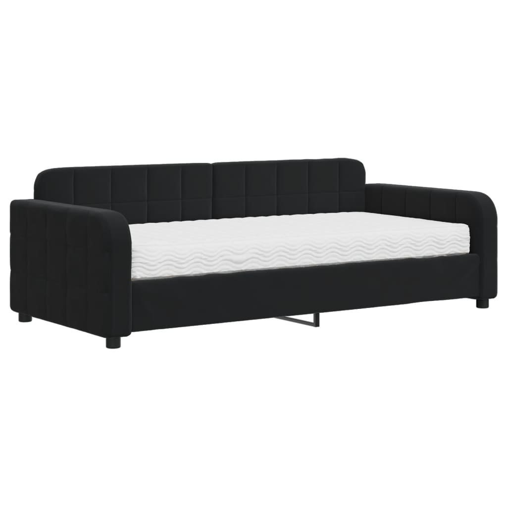 Sofa z materacem do spania, czarna, 90x190 cm, aksamit Lumarko! Lumarko!