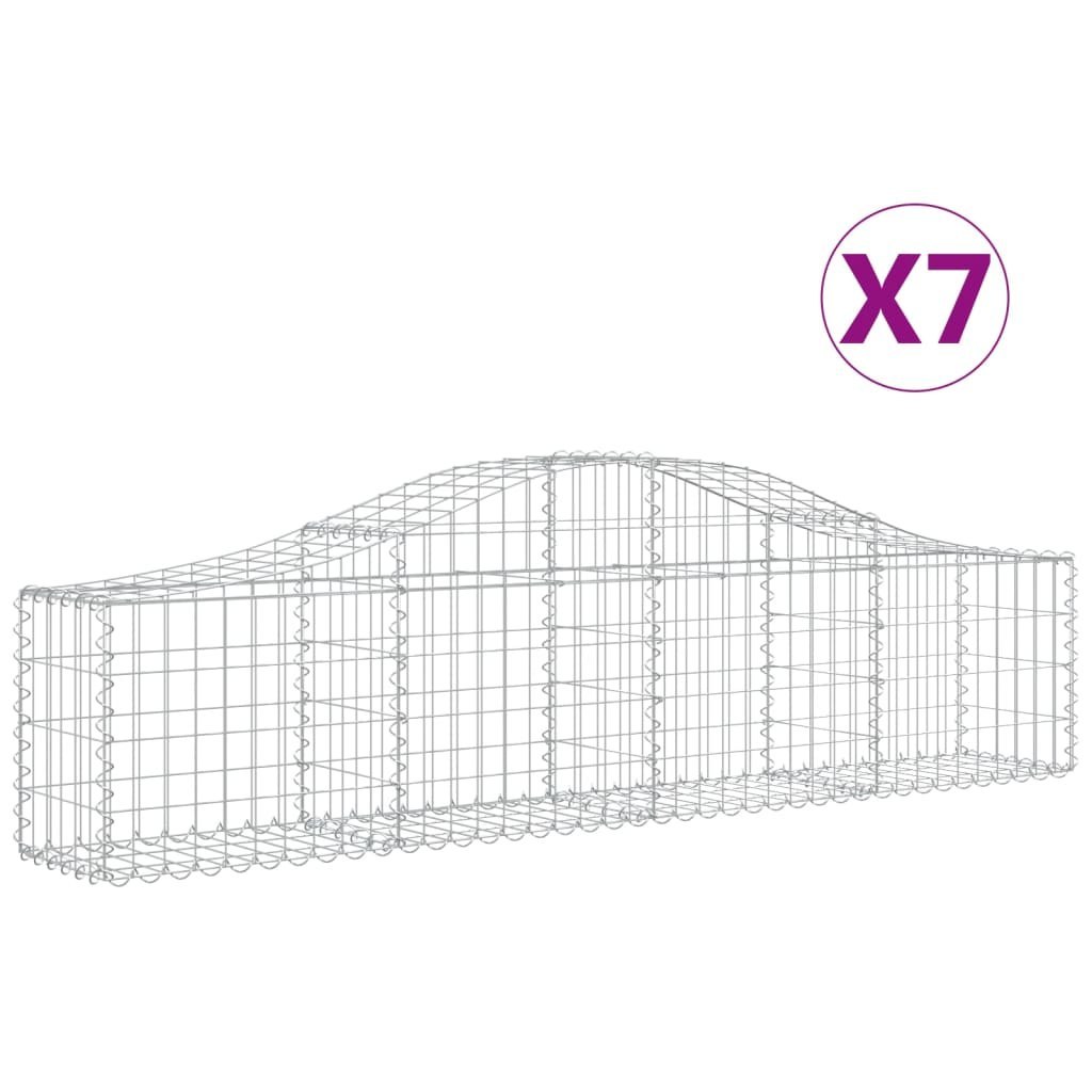 Kosze gabionowe, 7 szt, 200x30x40/60 cm, galwanizowane żelazo Lumarko! Lumarko!