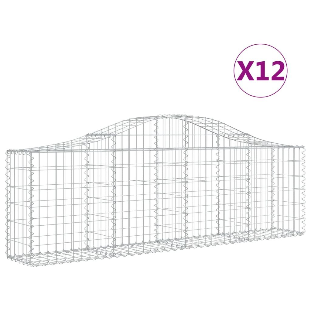 Kosze gabionowe, 12 szt, 200x30x60/80 cm, galwanizowane żelazo Lumarko! Lumarko!