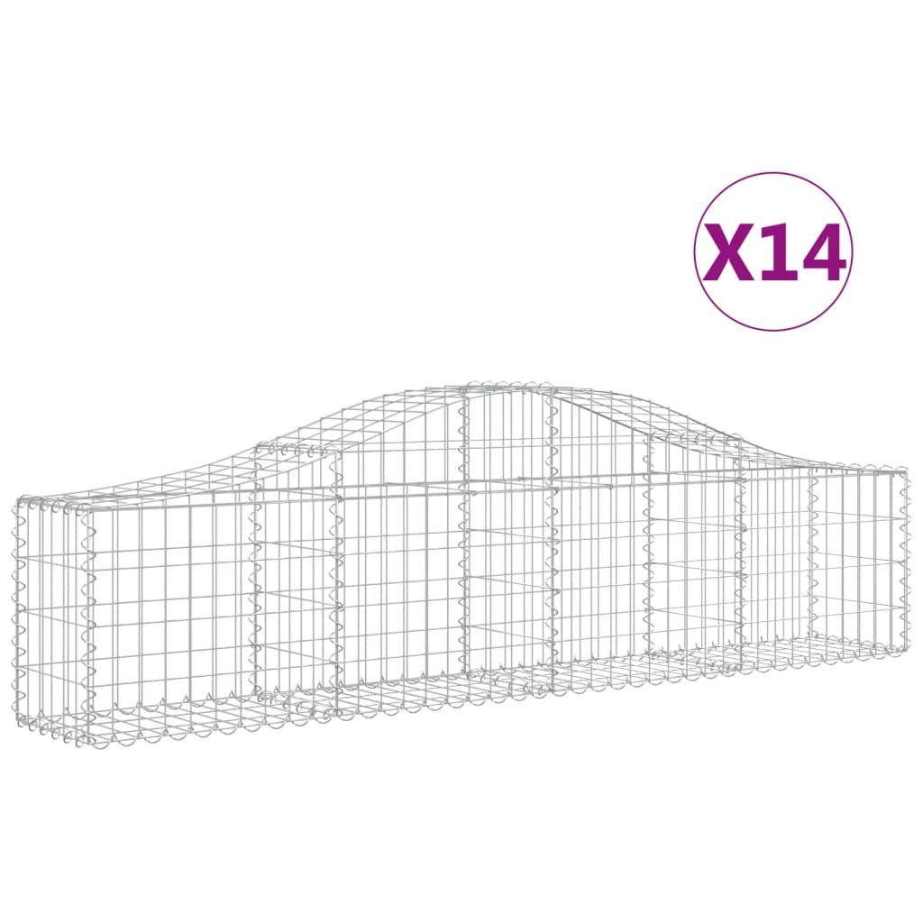 Kosze gabionowe, 14 szt, 200x30x40/60 cm, galwanizowane żelazo Lumarko! Lumarko!